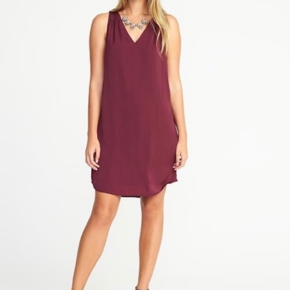 Old navy bow back shift dress Cabernet - Picture 1 of 5